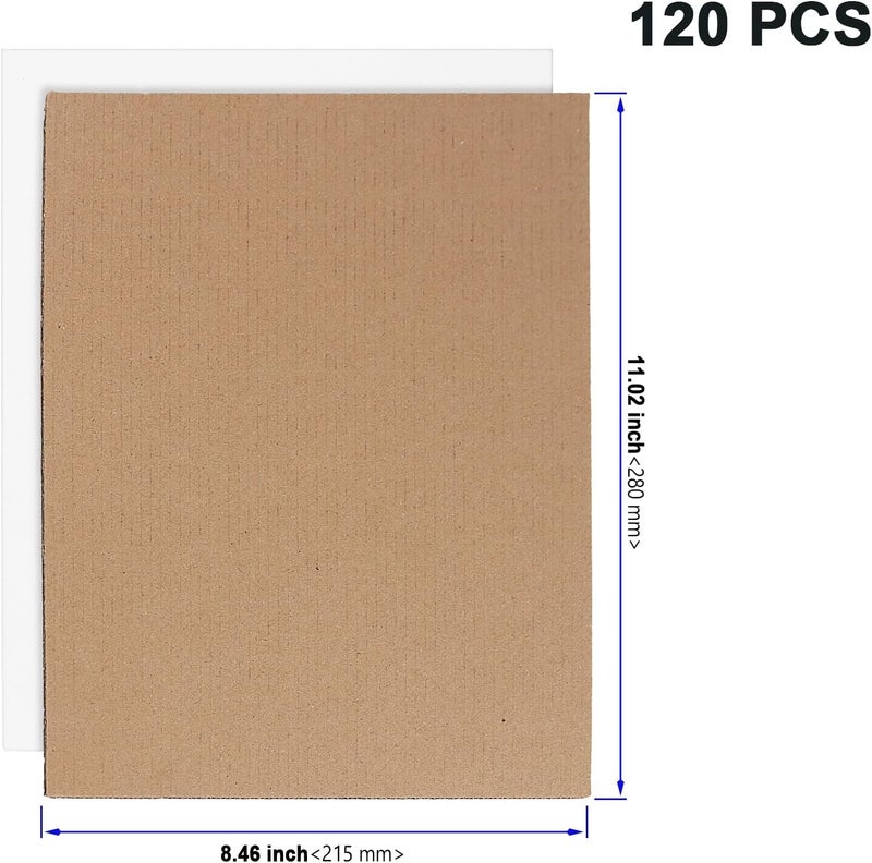 KOHAND 120 Pack White Corrugated Cardboard Sheets, 8.5 x 11 Inch White Flat Cardboard Inserts for Shipping, Packing, Crafts, Display - Image 2